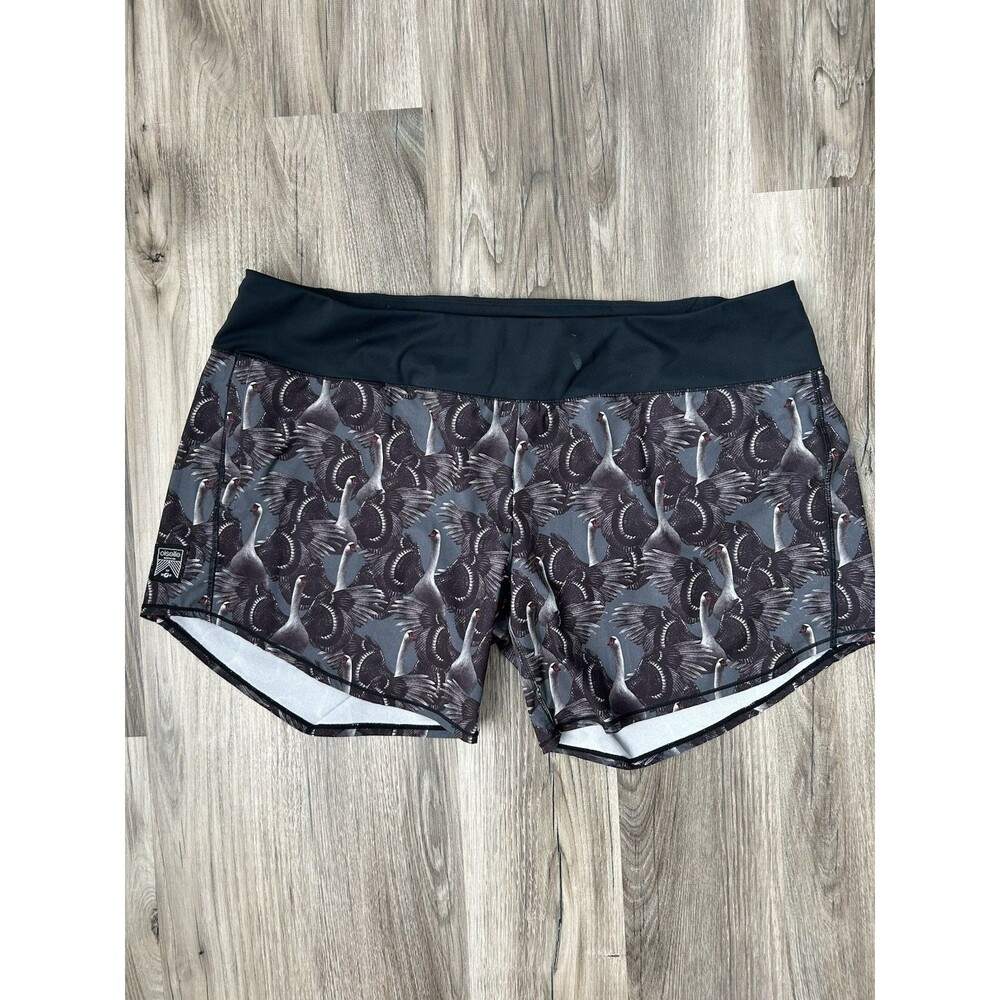 Oiselle Swan Lake Print Long Toolbelt Roga Running Shorts Pocket Womens 16 18⁠